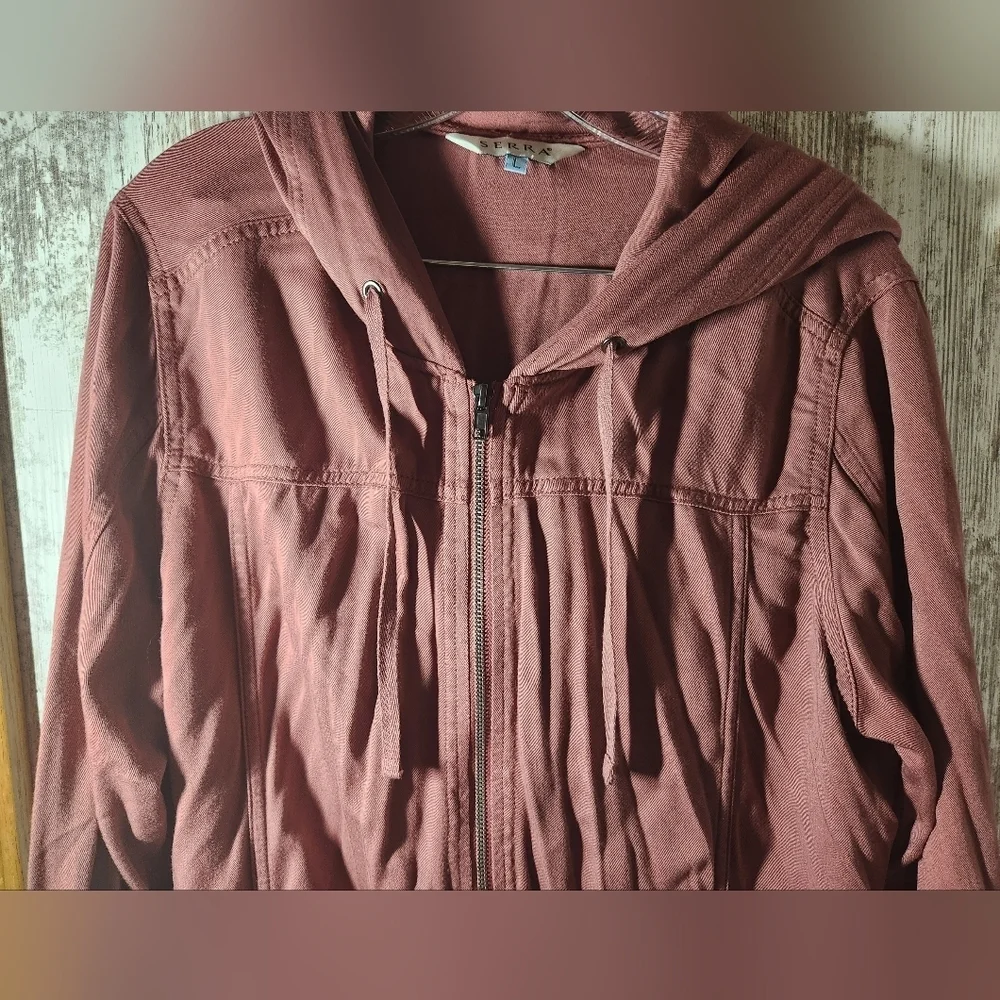 Serra Women's Utility Jacket in Dusty Rose Pockets Cover Coat 100% Rayon